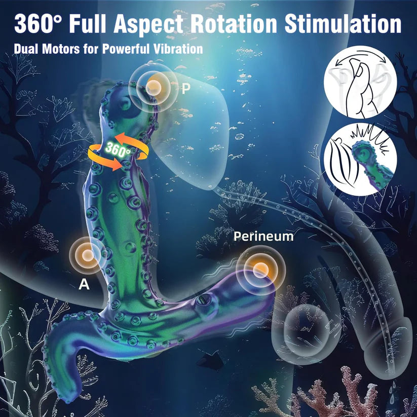 GhallasGoth 360 degree full aspect rotation stimulation prostate massager with dual motors for powerful vibration