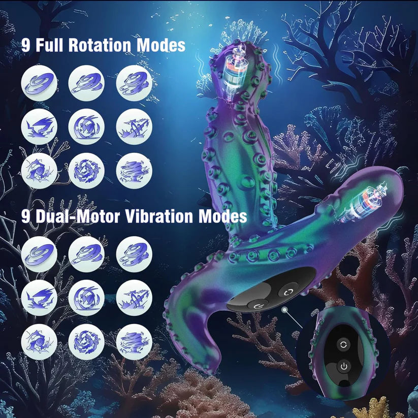GhallasGoth personal massager with 9 full rotation modes and 9 dual-motor vibration modes in underwater design