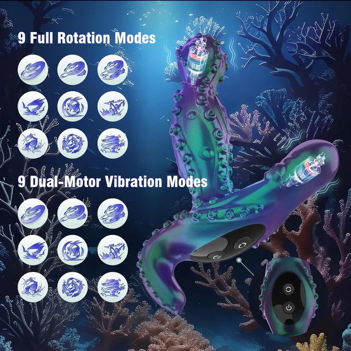 GhallasGoth personal massager with 9 full rotation modes and 9 dual-motor vibration modes in underwater design