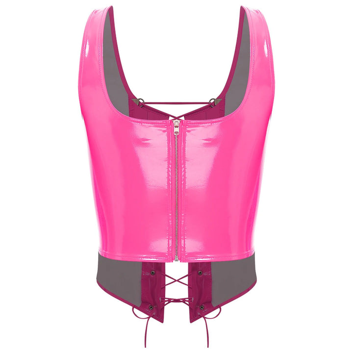 Wetlook Leather Lace-up Top