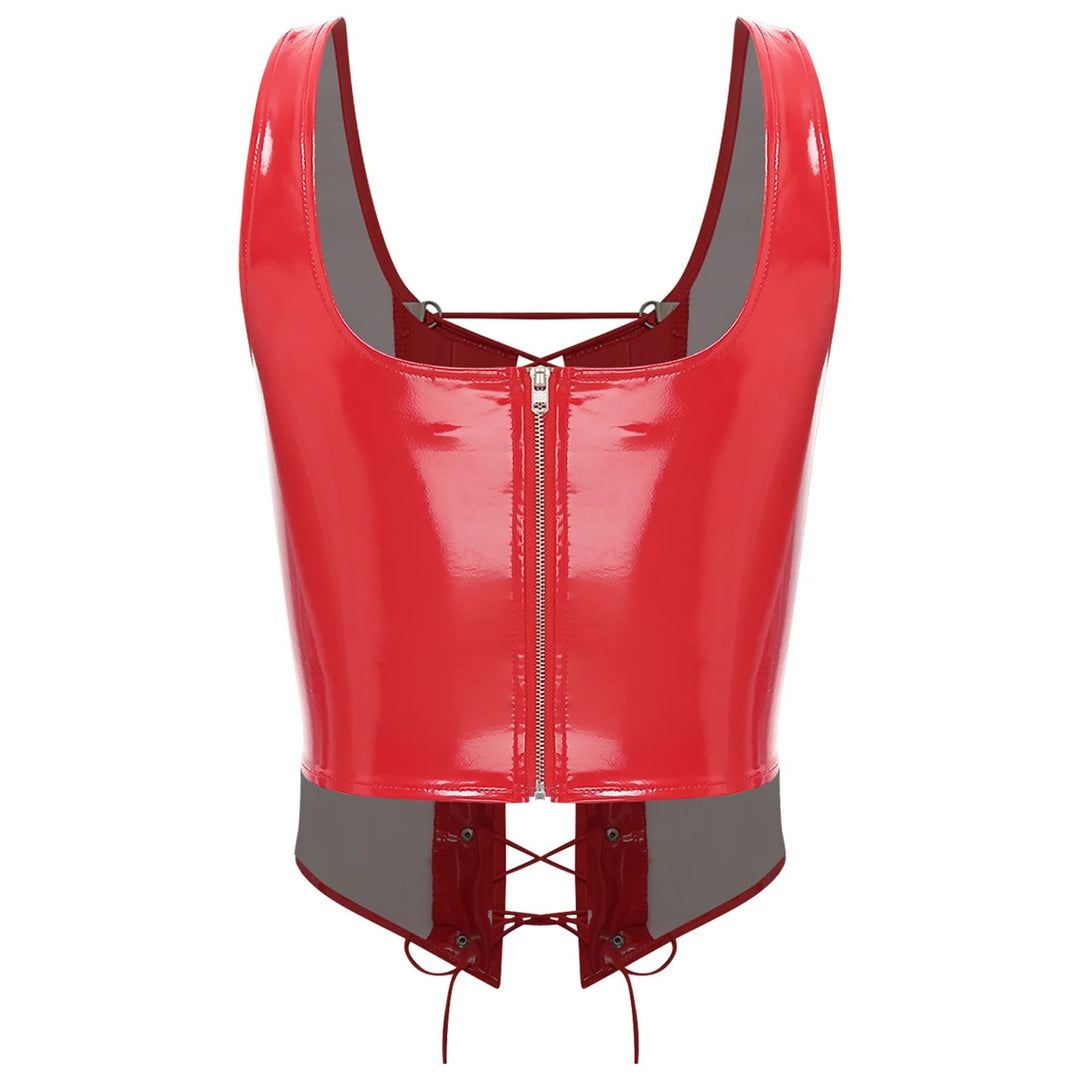 Wetlook Leather Lace-up Top