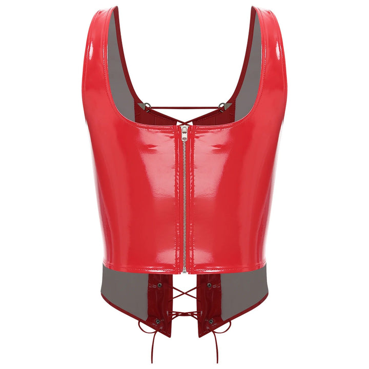 Wetlook Leather Lace-up Top