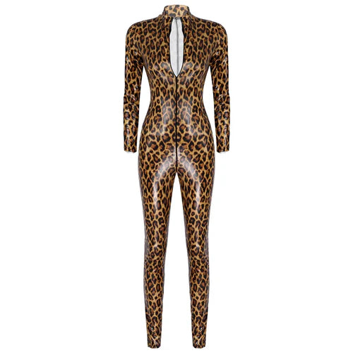 بدلة جلدية بطبعة جلد النمر 