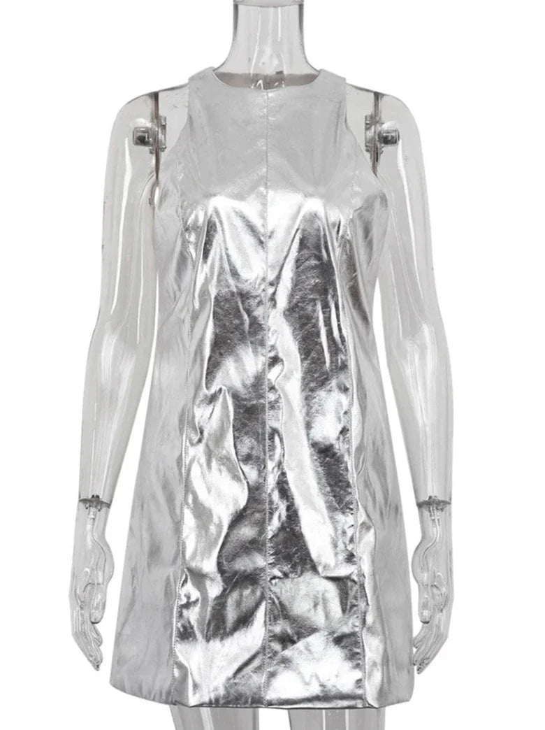 Metallic Leather Dress