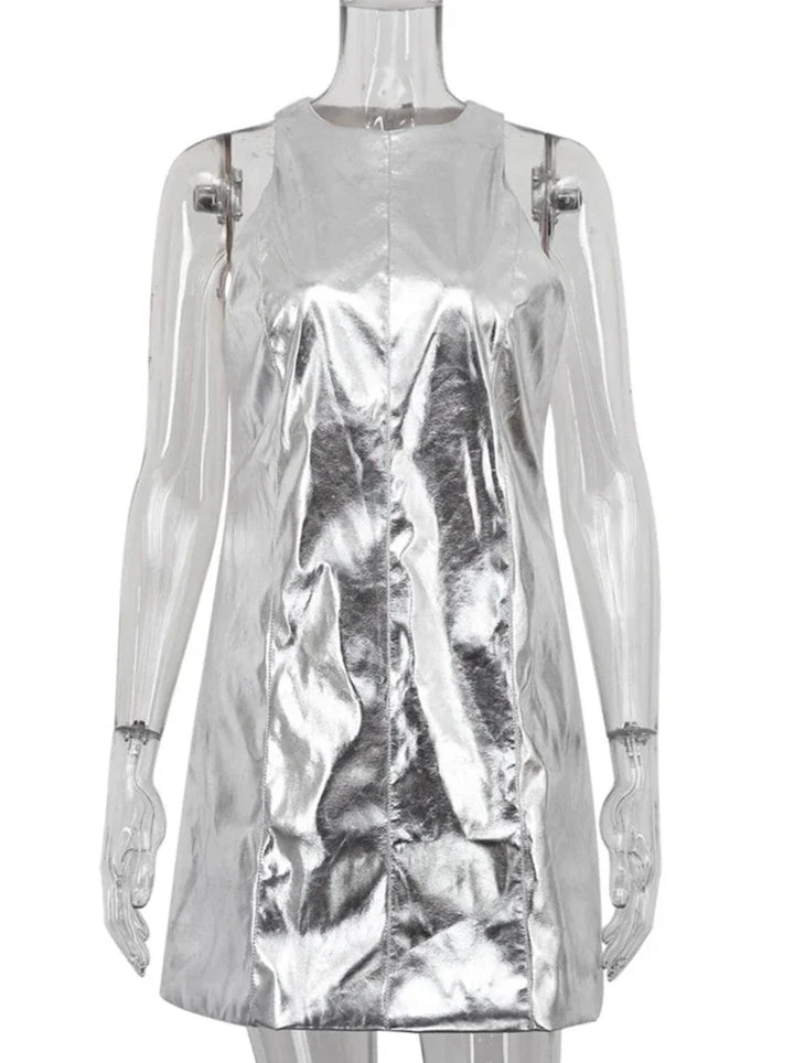 Metallic Leather Dress