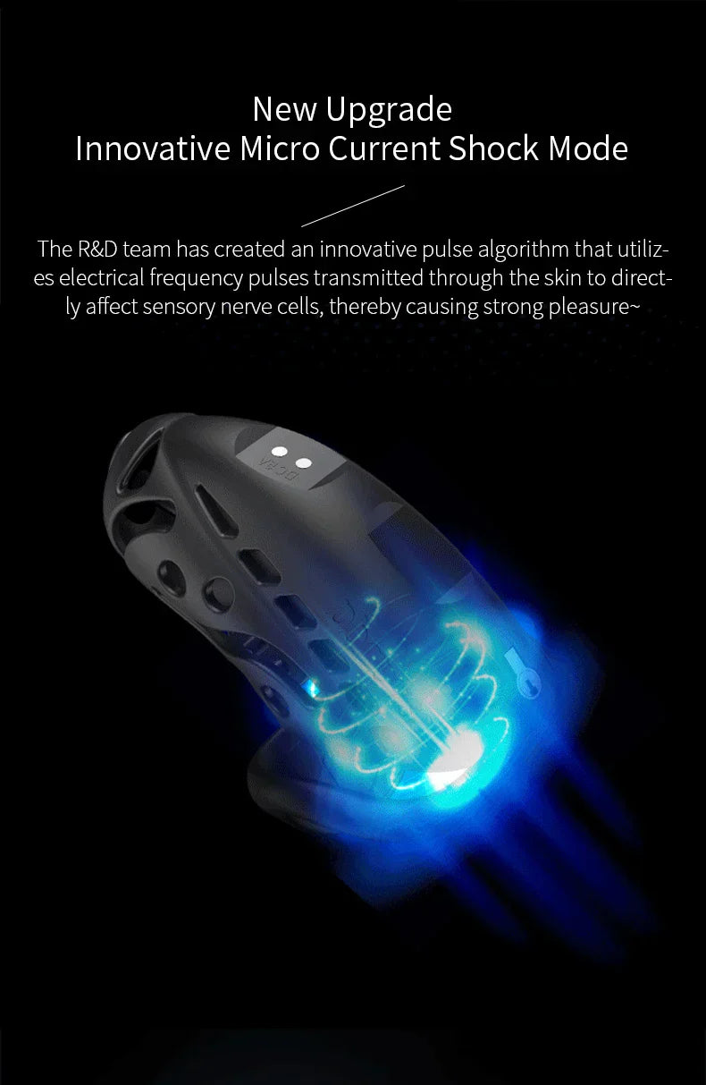 GHALLAS remote control chastity cage with innovative micro current shock mode for enhanced pleasure