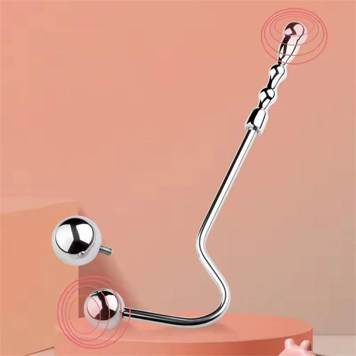 GHALLAS steel anal hook with smooth shiny metal surface and ergonomic curved design