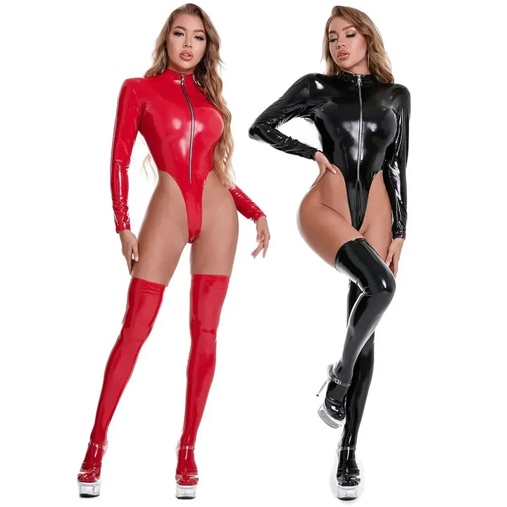 Latex Zipper Bodysuit