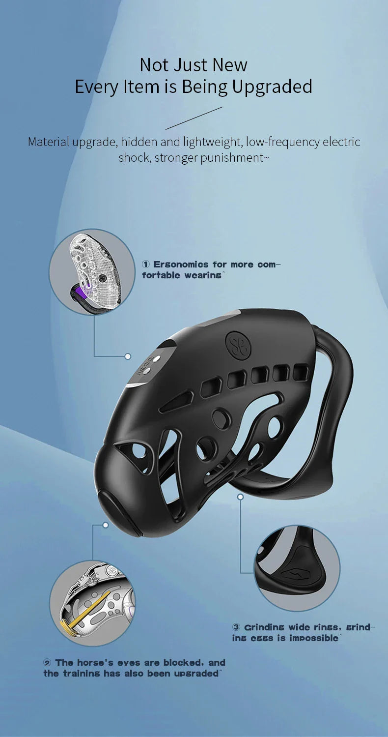 GHALLAS black remote control chastity cage with ergonomic design for comfortable wearing and enhanced security features