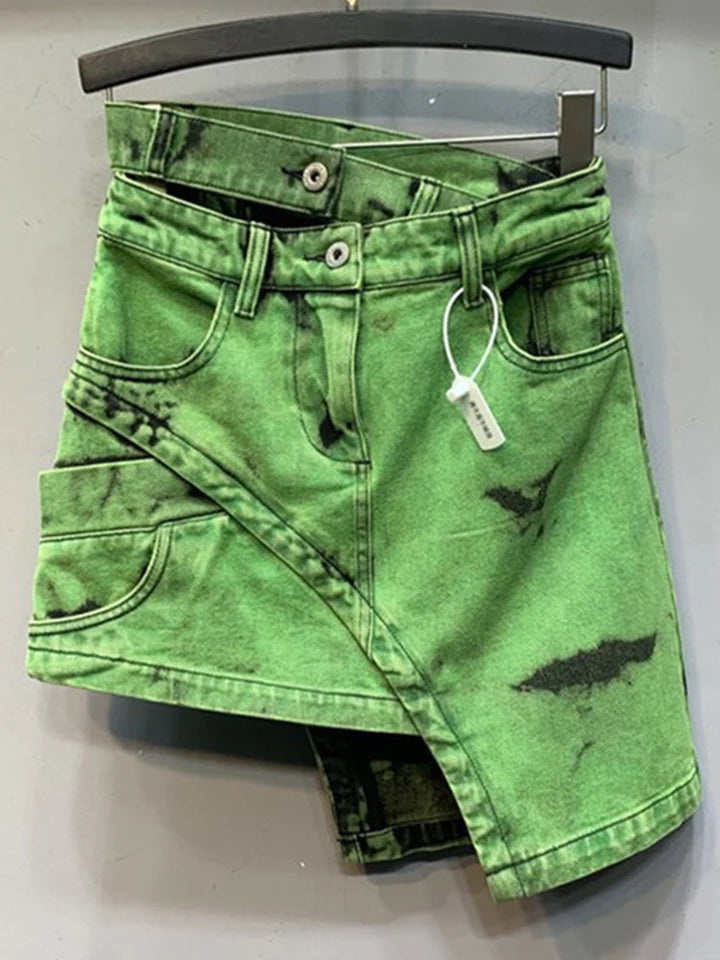 تنورة جينز عالية الخصر 