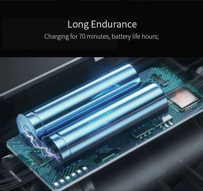 Close-up of electronic circuit board with two batteries illustrating long endurance for remote control chastity cage