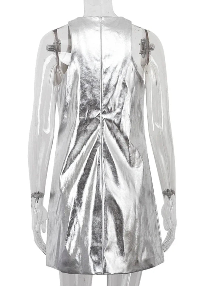 Metallic Leather Dress
