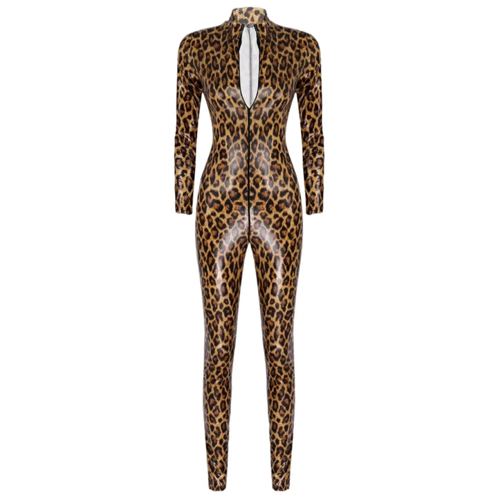 بدلة جلدية بطبعة جلد النمر 