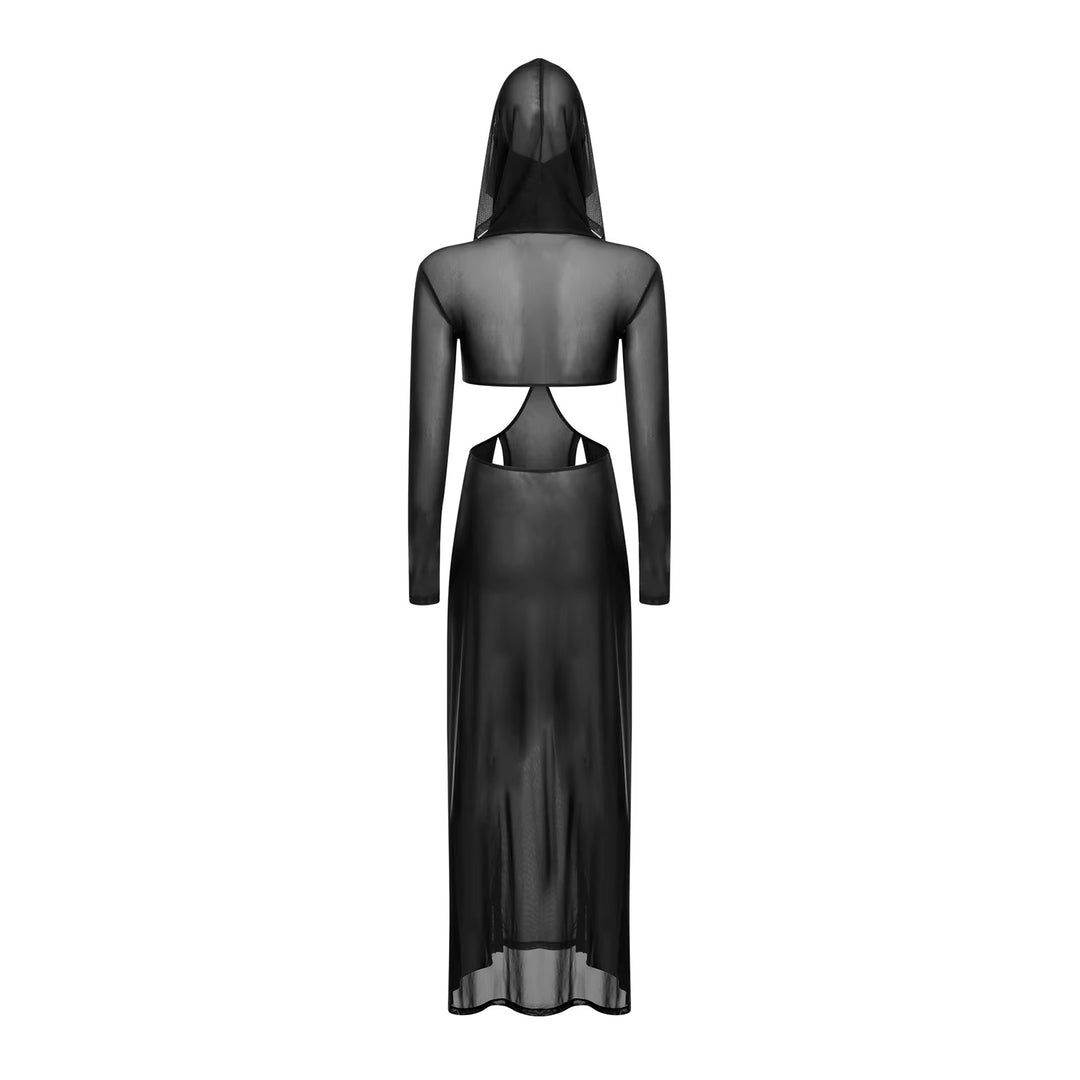 Women Sheer Dress with Hooded Face