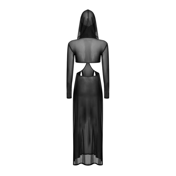 Women Sheer Dress with Hooded Face