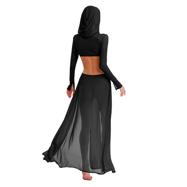 Women Sheer Dress with Hooded Face