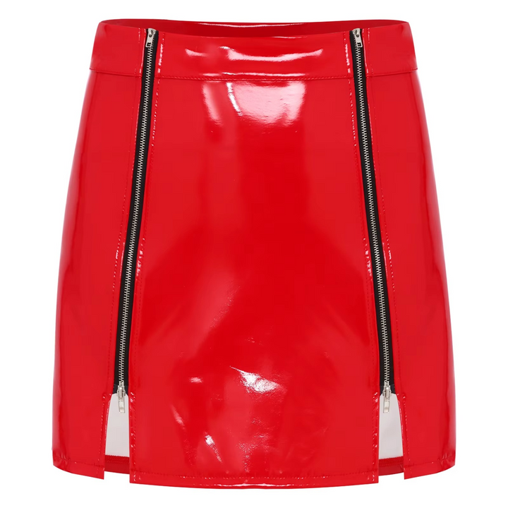 Women’s Glossy High-Waist Zip Skirt