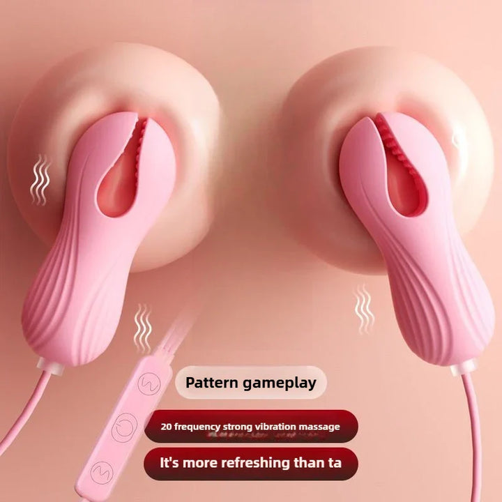 Pink electric nipple clamp vibrator with 20 frequency strong vibration massage and remote control