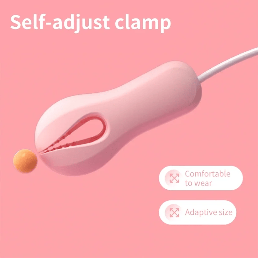 Pink self-adjust clamp electric nipple clamp vibrator with comfortable and adaptive size design