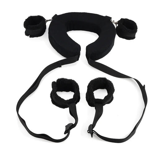 Ghallas intimate restraint set for couples with black padded cuffs and adjustable straps