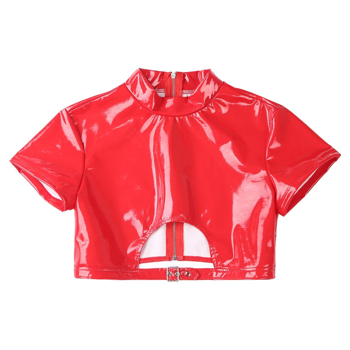 بلوزة أليسا الجلدية القصيرة