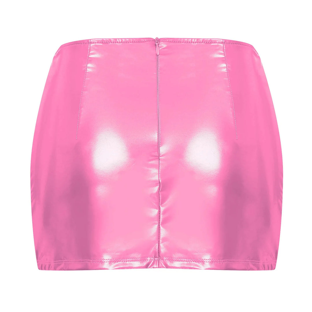 Buttoned Leather Skirt