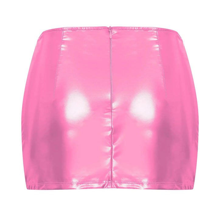 Buttoned Leather Skirt