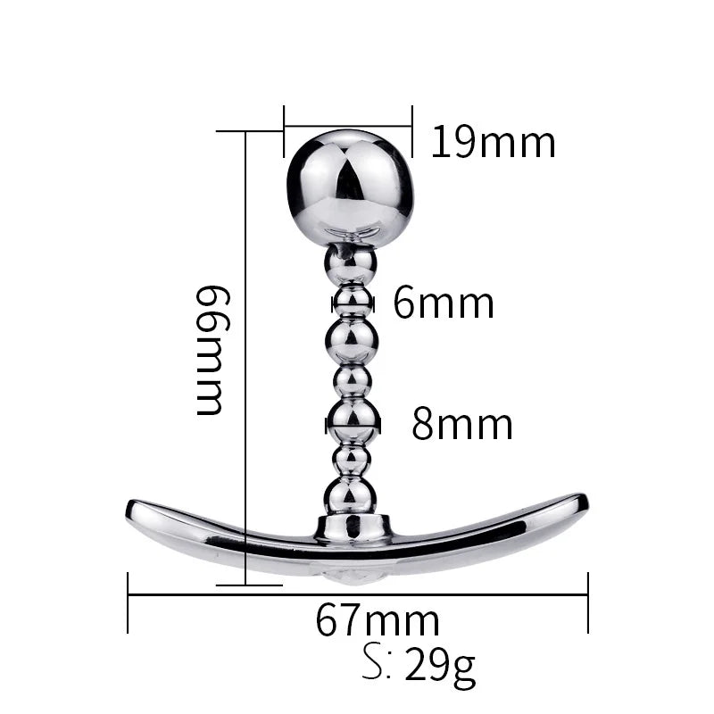 GHALLAS metal anal plug with measurements and polished silver finish weighing 29 grams