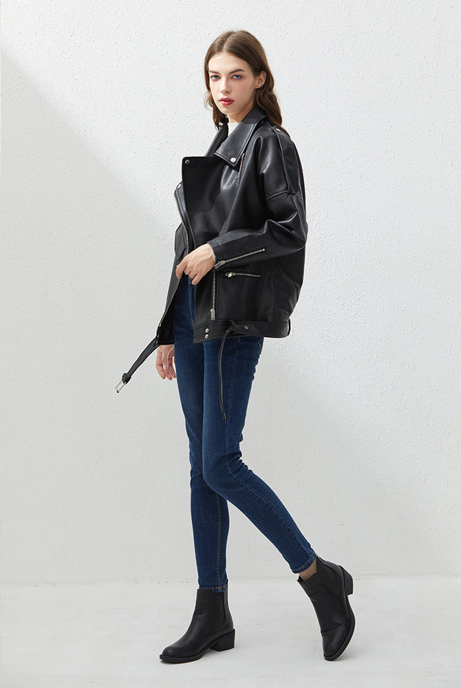 Women Loose Leather Jacket