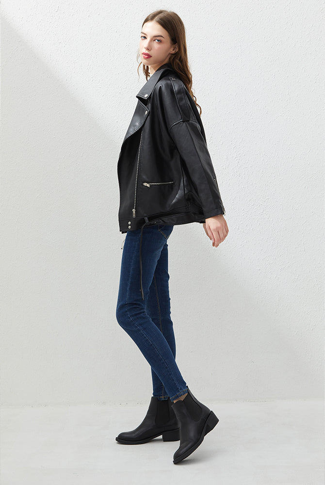 Women Loose Leather Jacket