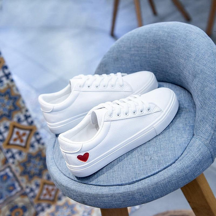 White Sneakers  with Heart shape
