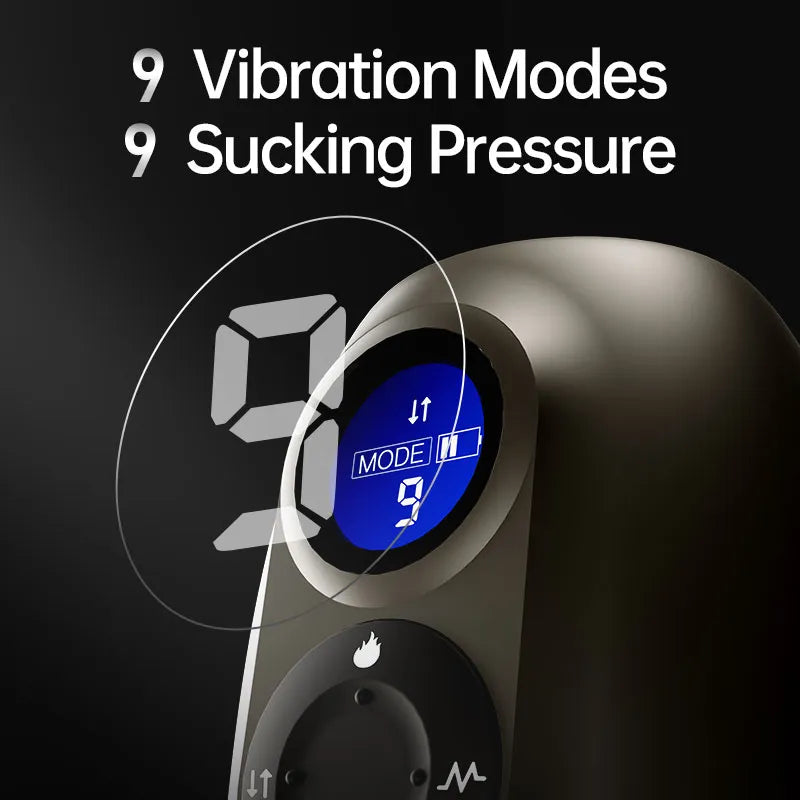 Ghallas male pleasure robot with 9 vibration modes and 9 sucking pressure settings on digital display