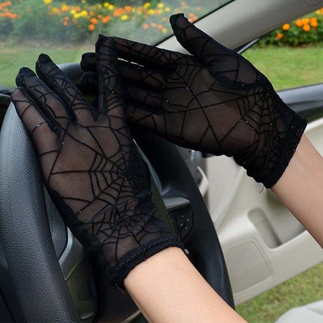 Womens Spider Web Gloves