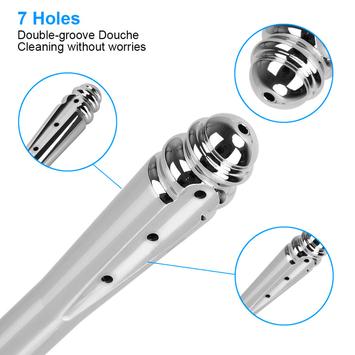 Ghallas stainless steel douche nozzle with 7 holes and double-groove design for effective cleaning