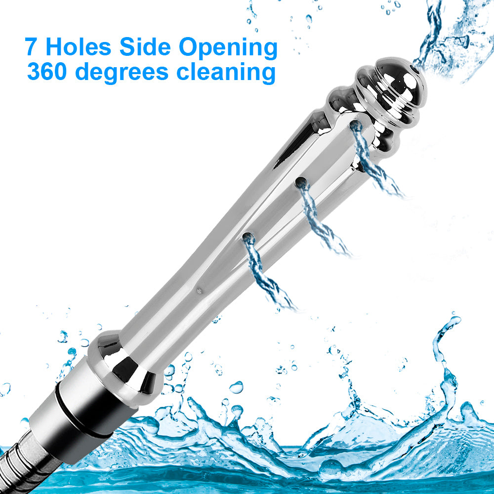 ghallas silver shower head with 7 holes side opening for 360 degrees cleaning and water splash